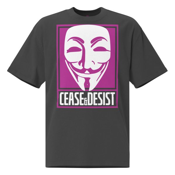 Cease & Desist Anonymous Oversized Pink & White Logo T-Shirt