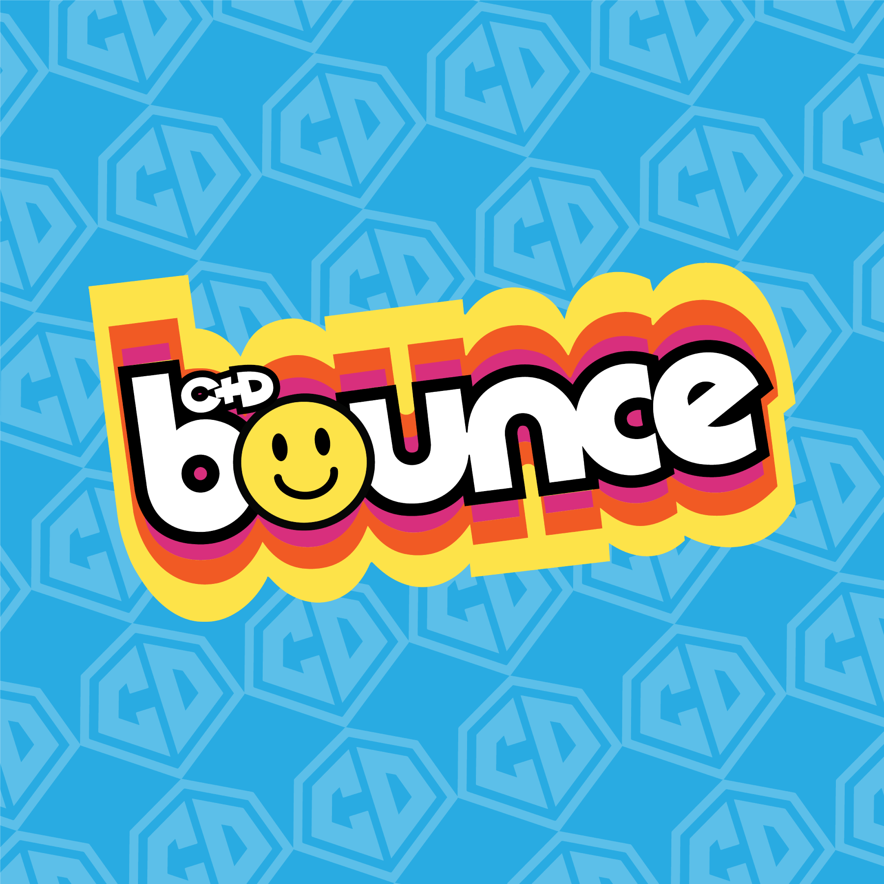 C&D Bounce logo on Blue background with C&D Monogram logo imprint